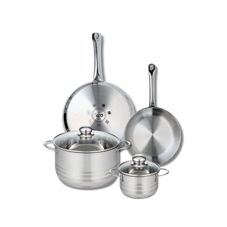 Ensemble de 2 Poêles de cuisson 24 et 28 cm et 2 faitouts 14 et 24 cm Elo Profi Brillant