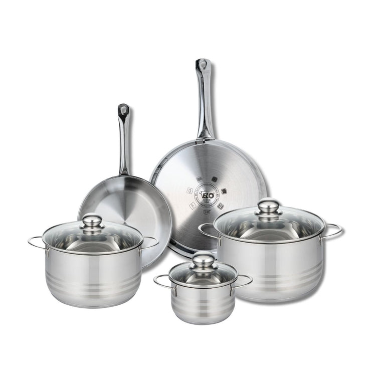 Ensemble de 2 Poêles de cuisson 24 et 28 cm et 3 faitouts 14, 20 et 24 cm Elo Profi Brillant