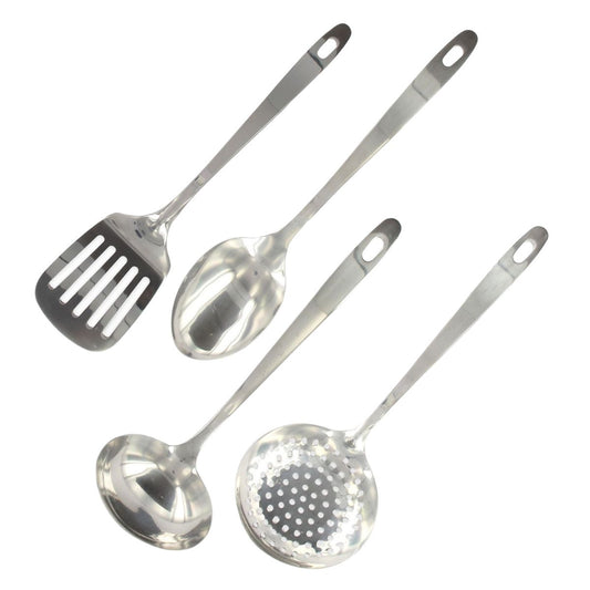 Ensemble de 4 ustensiles de cuisine en inox louche spatule ajourée cuillère et écumoire Fackelmann Oxford