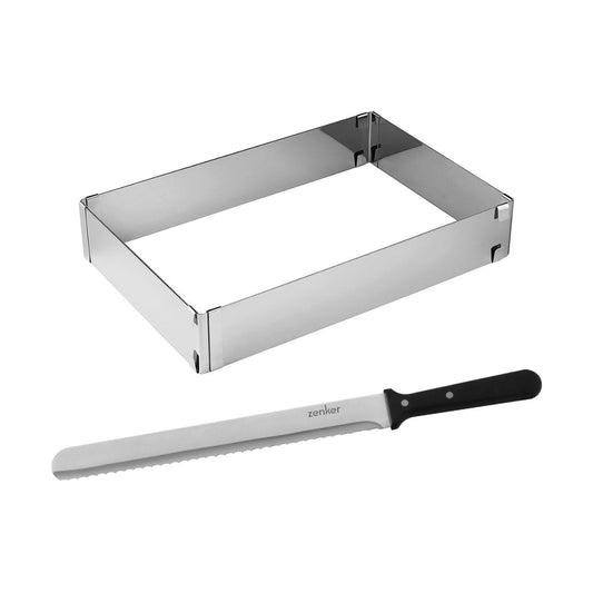 Cadre à gâteaux rectangulaire réglable et couteau à pâtisserie 30 cm Zenker Smart Pastry