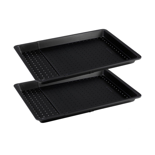 Lot de 2 plaques à pizza rectangulaires perforées extensibles 37 à 52 x 33 cm Zenker Black Metallic