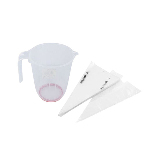 Set de 100 poches à douilles professionnelles jetables 50 cm et Verre doseur transparent en plastique 1 litre FM Professional