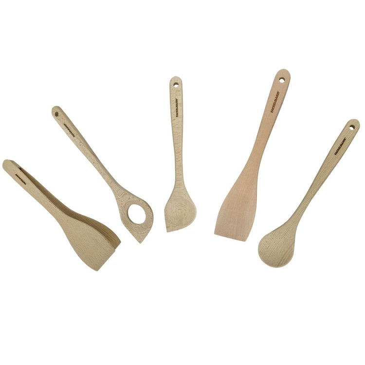 Ensemble de pince, spatule et cuillères en bois FSC Fackelmann Eco Friendly