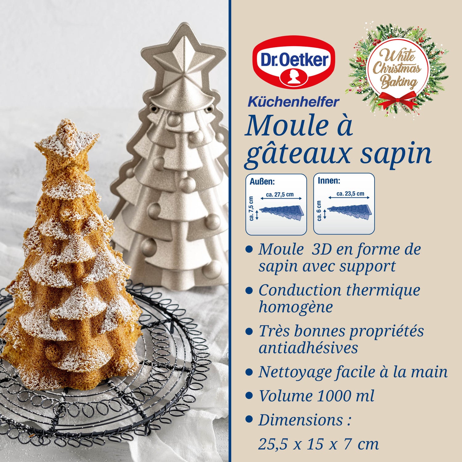 Moule à gâteaux original en forme de sapin de noël Dr.Oetker Christmas