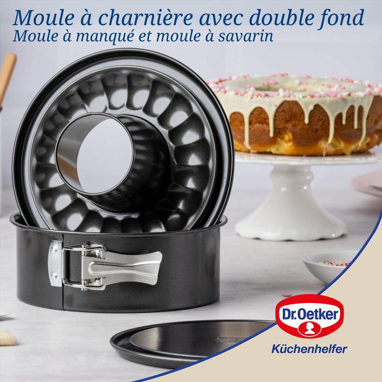 Moule à manqué à charnière avec fond à savarin 20 cm Dr Oetker Back Freude