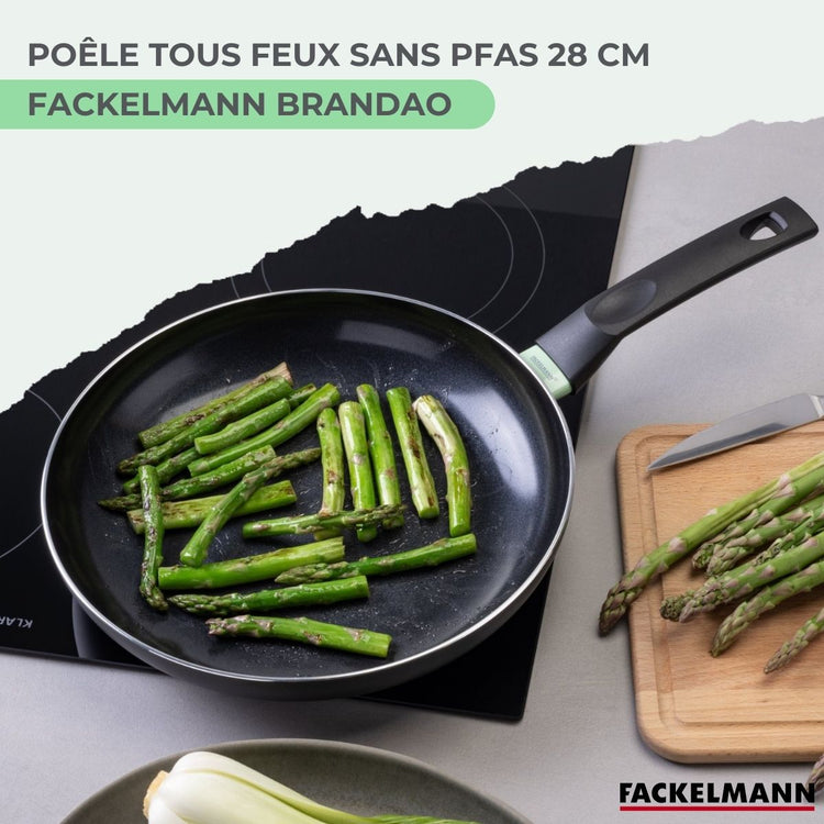 Poêle 28 cm aluminium revêtement céramique antiadhésif sans PFAS Fackelmann