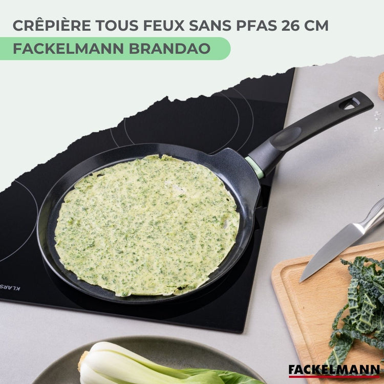 Crêpière 26 cm aluminium revêtement céramique antiadhésif sans PFAS Fackelmann