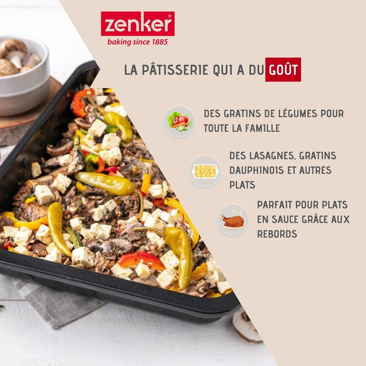 Plat à four XXL rectangle 40 x 29 cm en acier émaillé Zenker Spécial Cooking