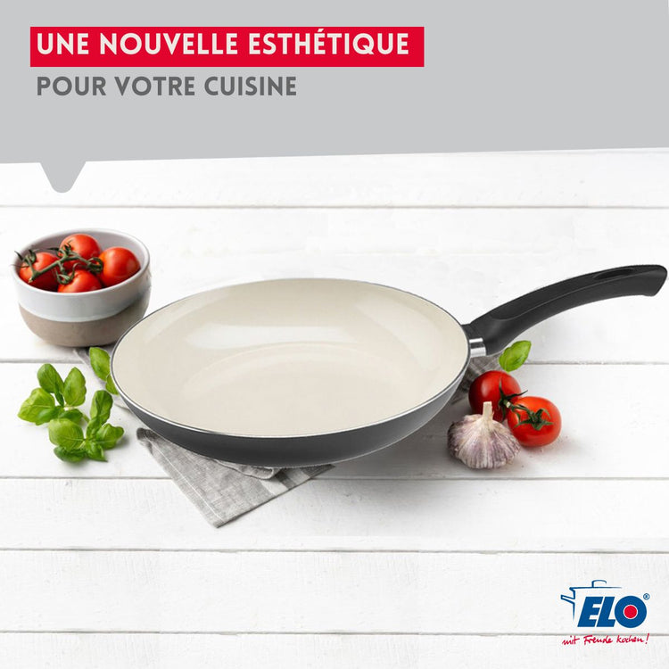 Set de 2 Poêles 20 et 24 cm céramique sans PFAS et 2 couvercles de cuisson en verre Elo Pure Ceramica