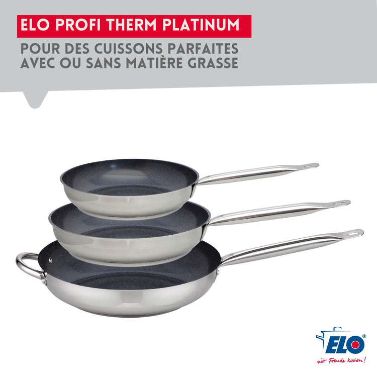 Poêle de cuisson avec revêtement céramique sans PFAS 32 cm Profi Therm Platinum Elo