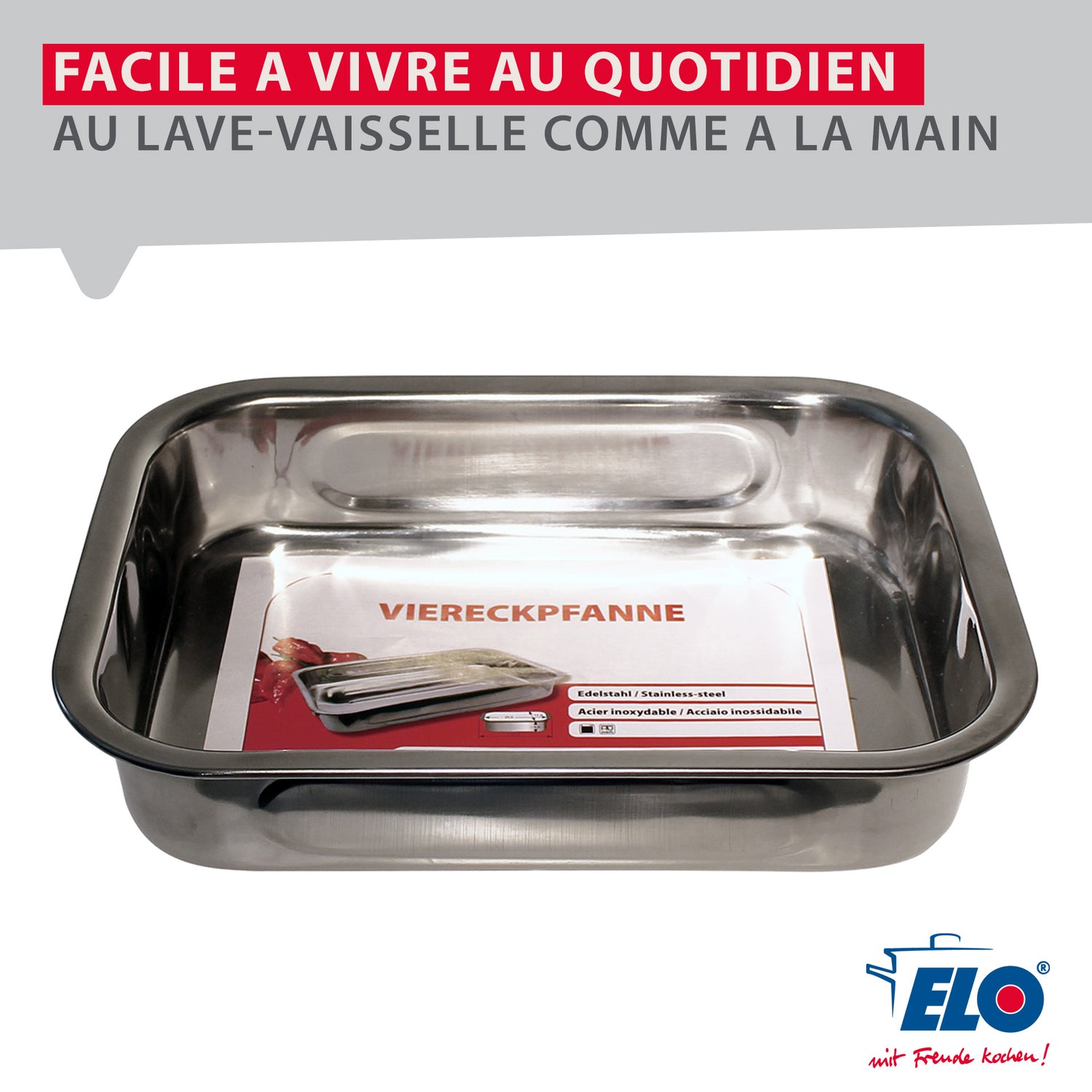 Plat four en inox rectangulaire 30x22,5 cm  Elo Edition Red