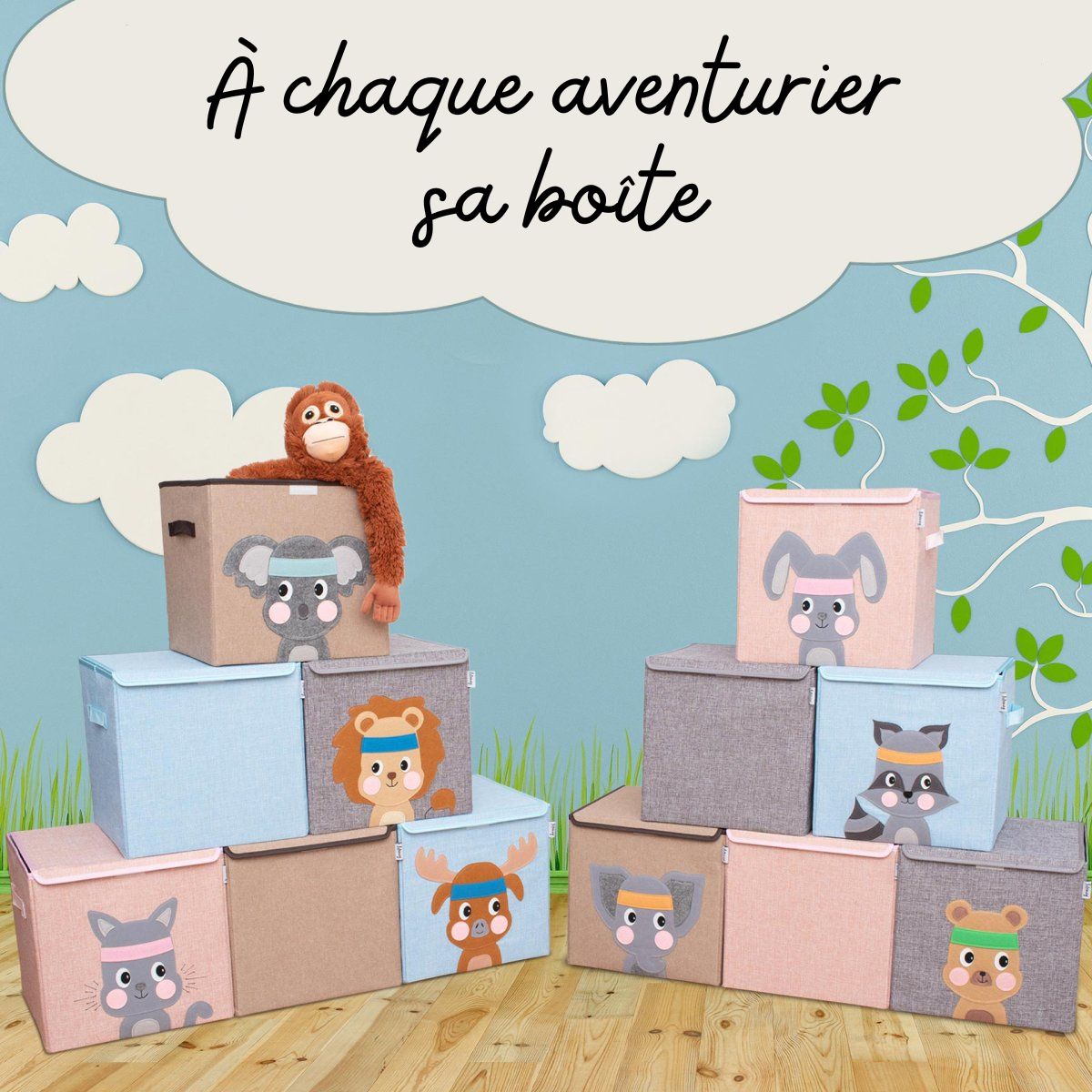 Boîte de rangement "raton laveur" avec couvercle, compatible avec l'étagère IKEA KALLAX Lifeney