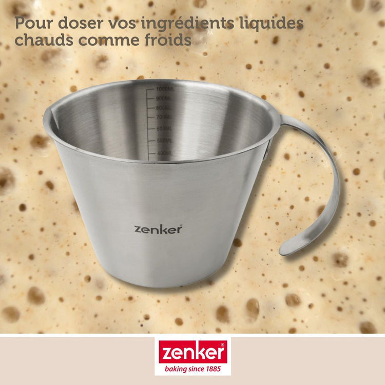 Verre doseur gradué en inox 1 litre Zenker