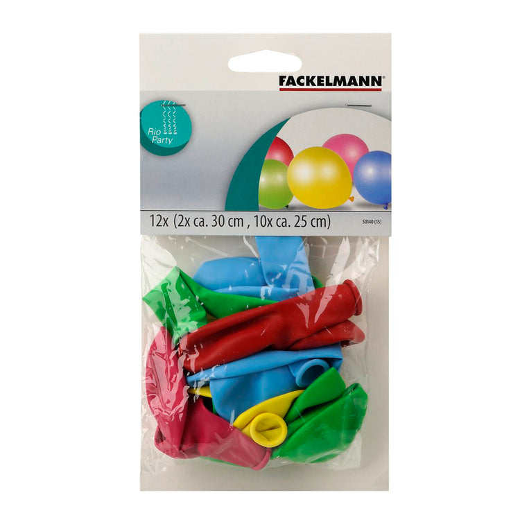 Lot de 12 ballons de baudruche colorés pour anniversaire Fackelmann